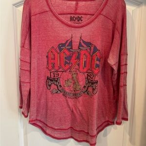 Lucky Brand Women's Washed Red AC/DC Graphic Sweatshirt
